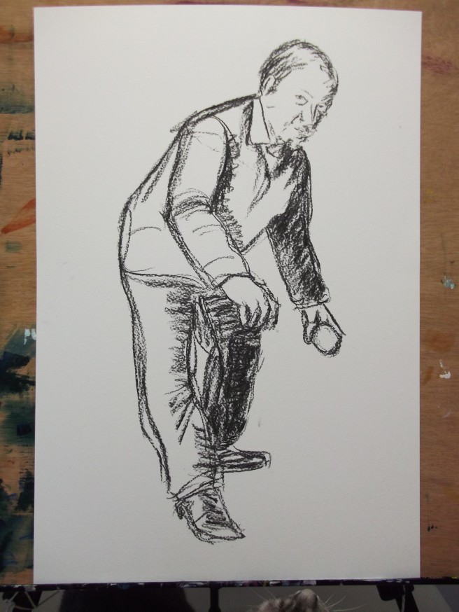 Bowls player. 15/12/14 Charcoal on A2 watercolour paper 300gsm