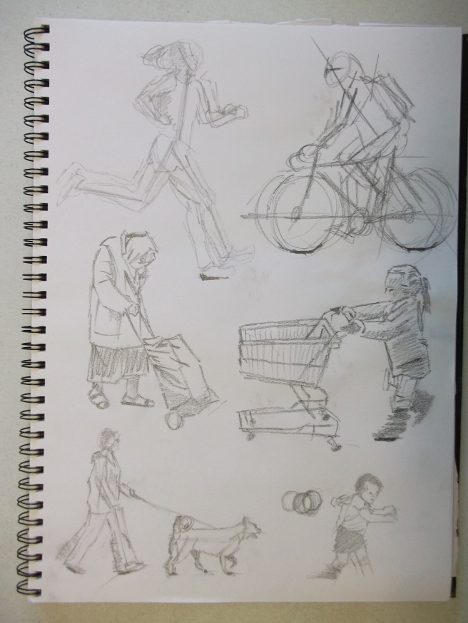 29/12/14 Single Moving figures in A2 sketchbook 