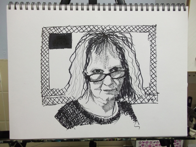 05/01/15 "Self Portrait 2" sharpie Pen & isograph pen in A2 sketchbook 