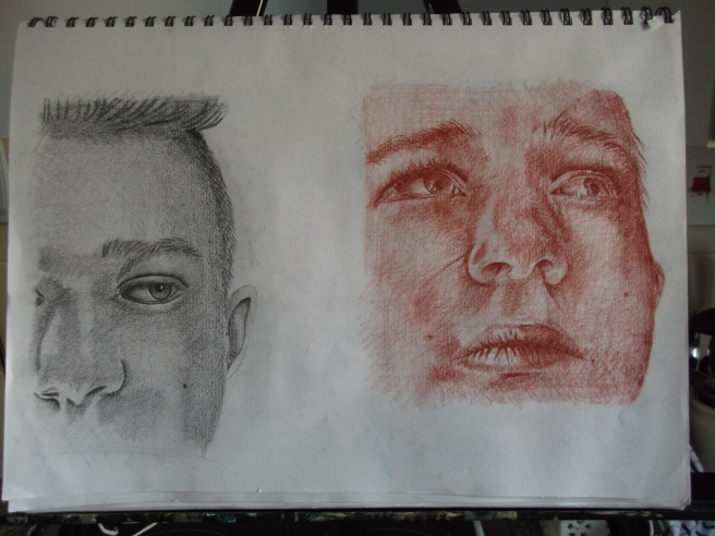 26/01/15 - cropped facial study of Steven 16 x 12 inches sketchbook 