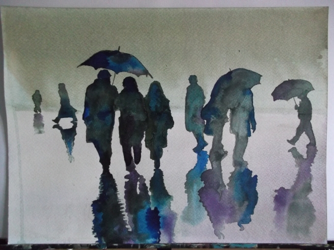 "Rainy day" acrylic ink on 300gsm watercolour paper 15 x 11 inches